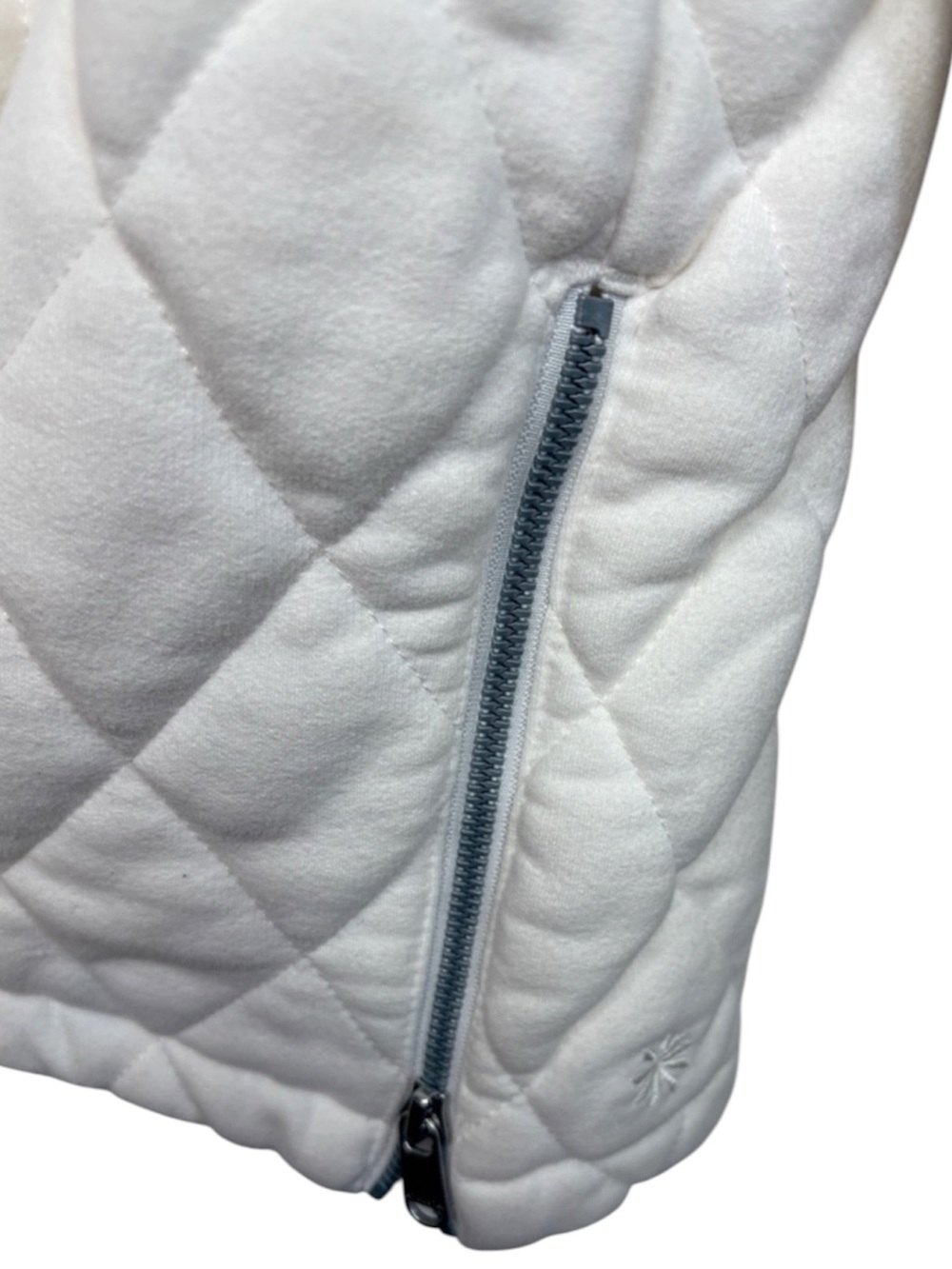 Athleta Retroplush White Quilted Crewneck Side Zip Sweatshirt Women Size M - Picture 3 of 5